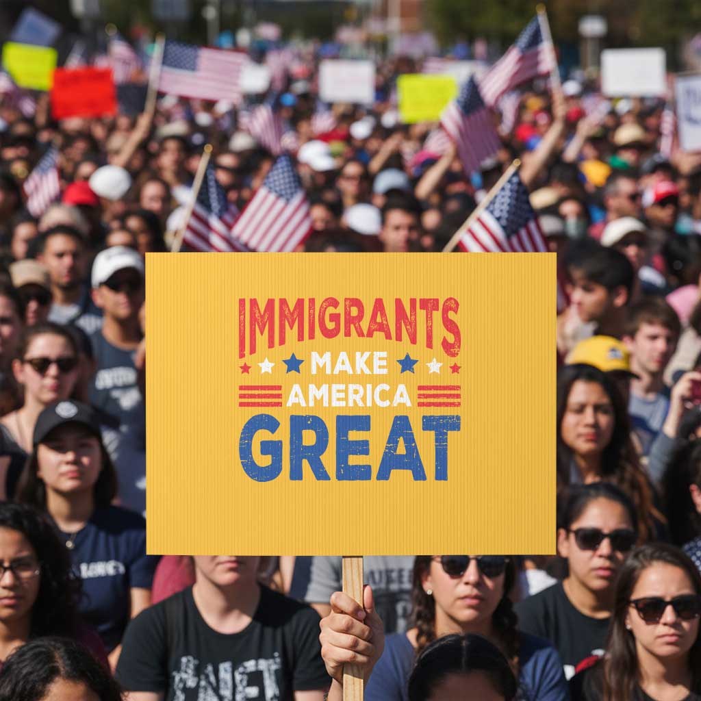 Funny Immigrants Make America Great Protest Sign Stars Stripes - Wonder Print Shop