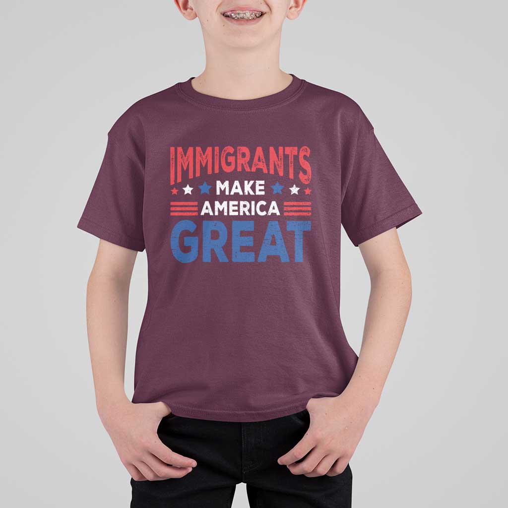 Funny Immigrants Make America Great T Shirt For Kid Stars Stripes - Wonder Print Shop