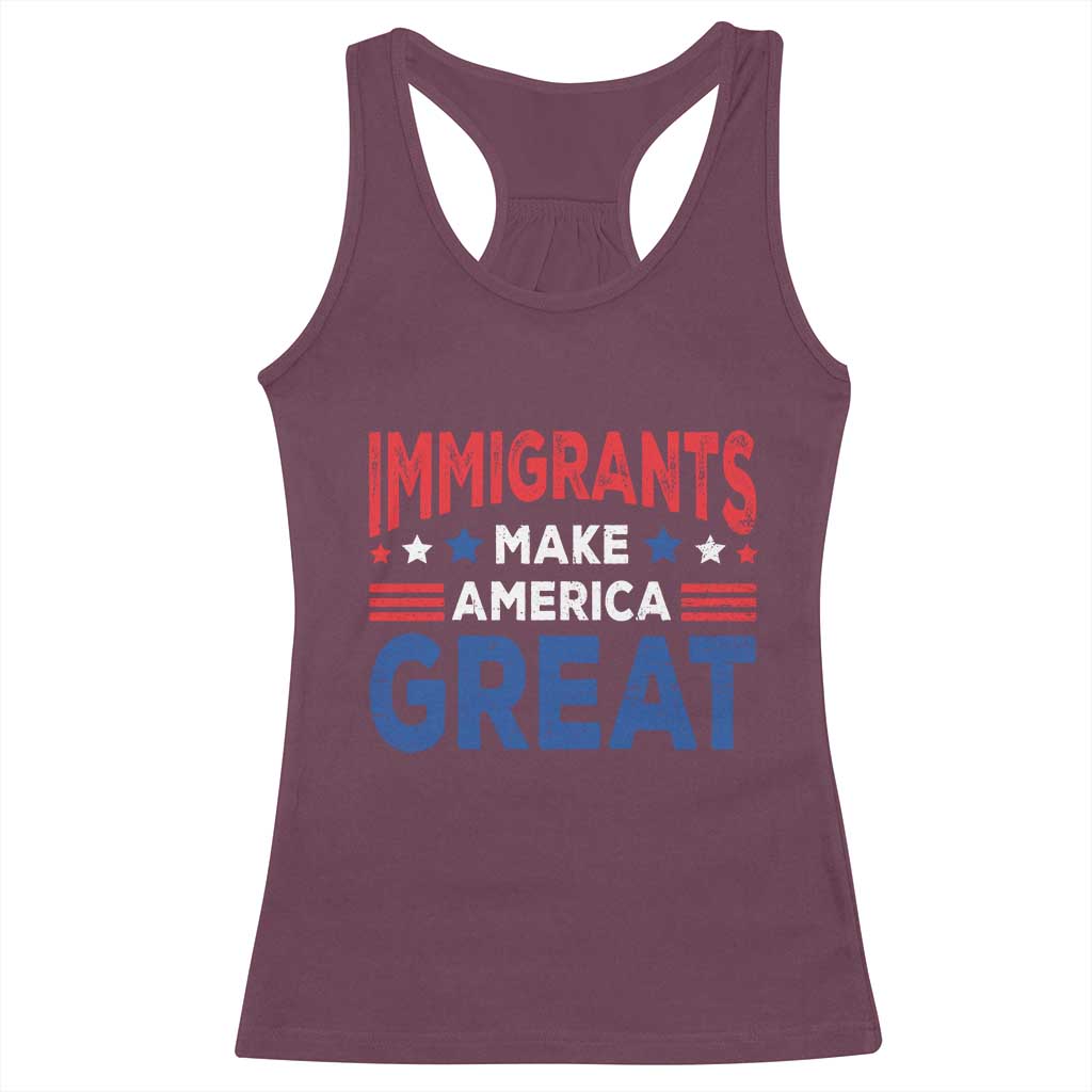 Funny Immigrants Make America Great Racerback Tank Top Stars Stripes - Wonder Print Shop