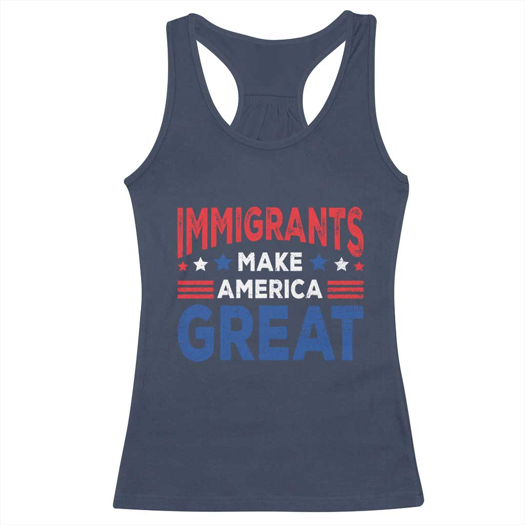 Funny Immigrants Make America Great Racerback Tank Top Stars Stripes - Wonder Print Shop