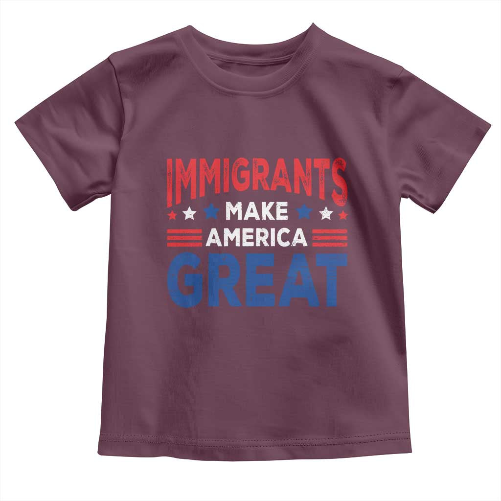 Funny Immigrants Make America Great Toddler T Shirt Stars Stripes - Wonder Print Shop