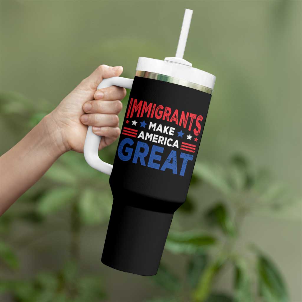Funny Immigrants Make America Great Tumbler With Handle Stars Stripes - Wonder Print Shop