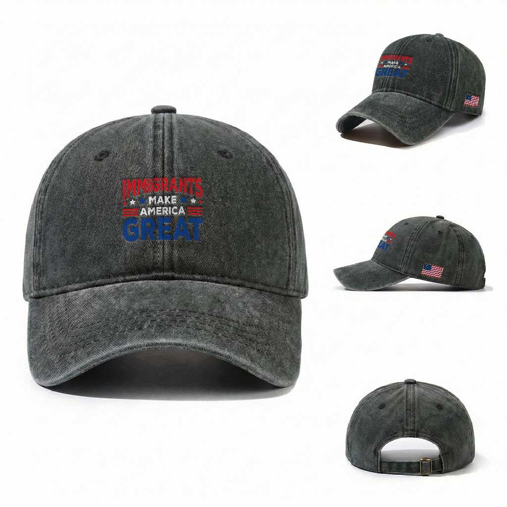 Funny Immigrants Make America Great Washed Cotton Baseball Cap Stars Stripes