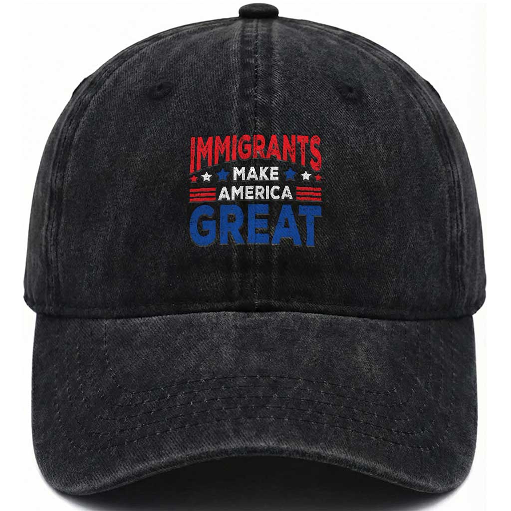 Funny Immigrants Make America Great Washed Cotton Baseball Cap Stars Stripes