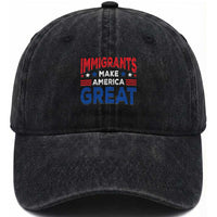 Funny Immigrants Make America Great Washed Cotton Baseball Cap Stars Stripes