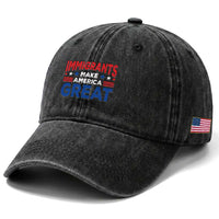 Funny Immigrants Make America Great Washed Cotton Baseball Cap Stars Stripes