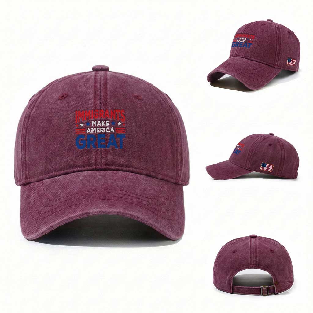 Funny Immigrants Make America Great Washed Cotton Baseball Cap Stars Stripes