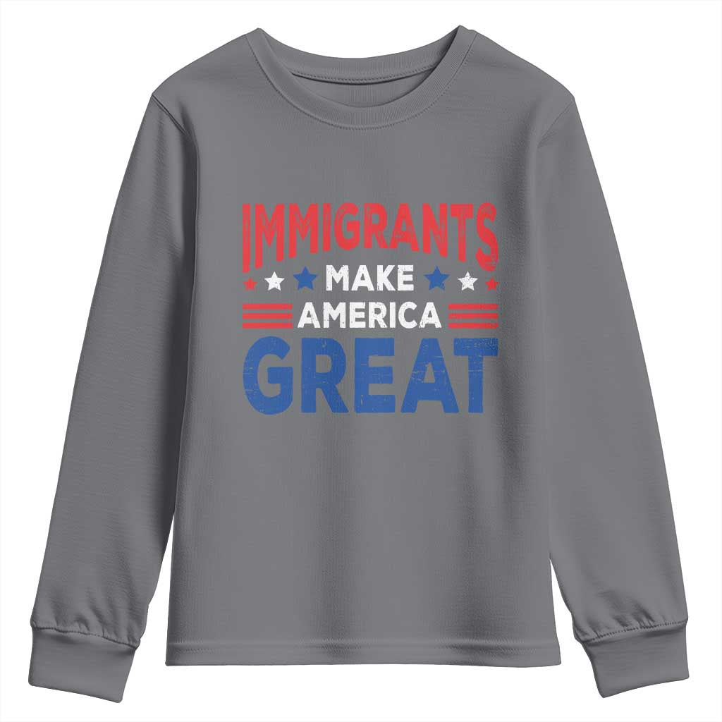 Funny Immigrants Make America Great Youth Sweatshirt Stars Stripes - Wonder Print Shop