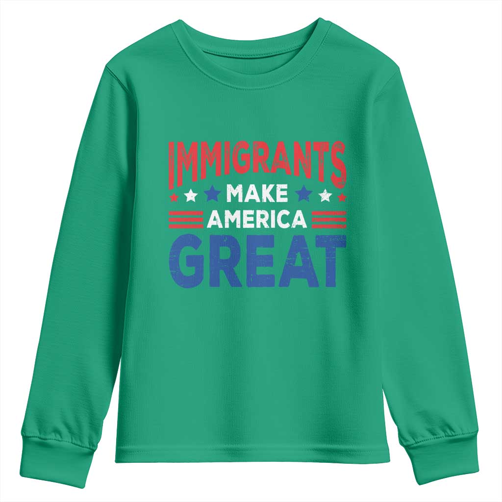 Funny Immigrants Make America Great Youth Sweatshirt Stars Stripes - Wonder Print Shop