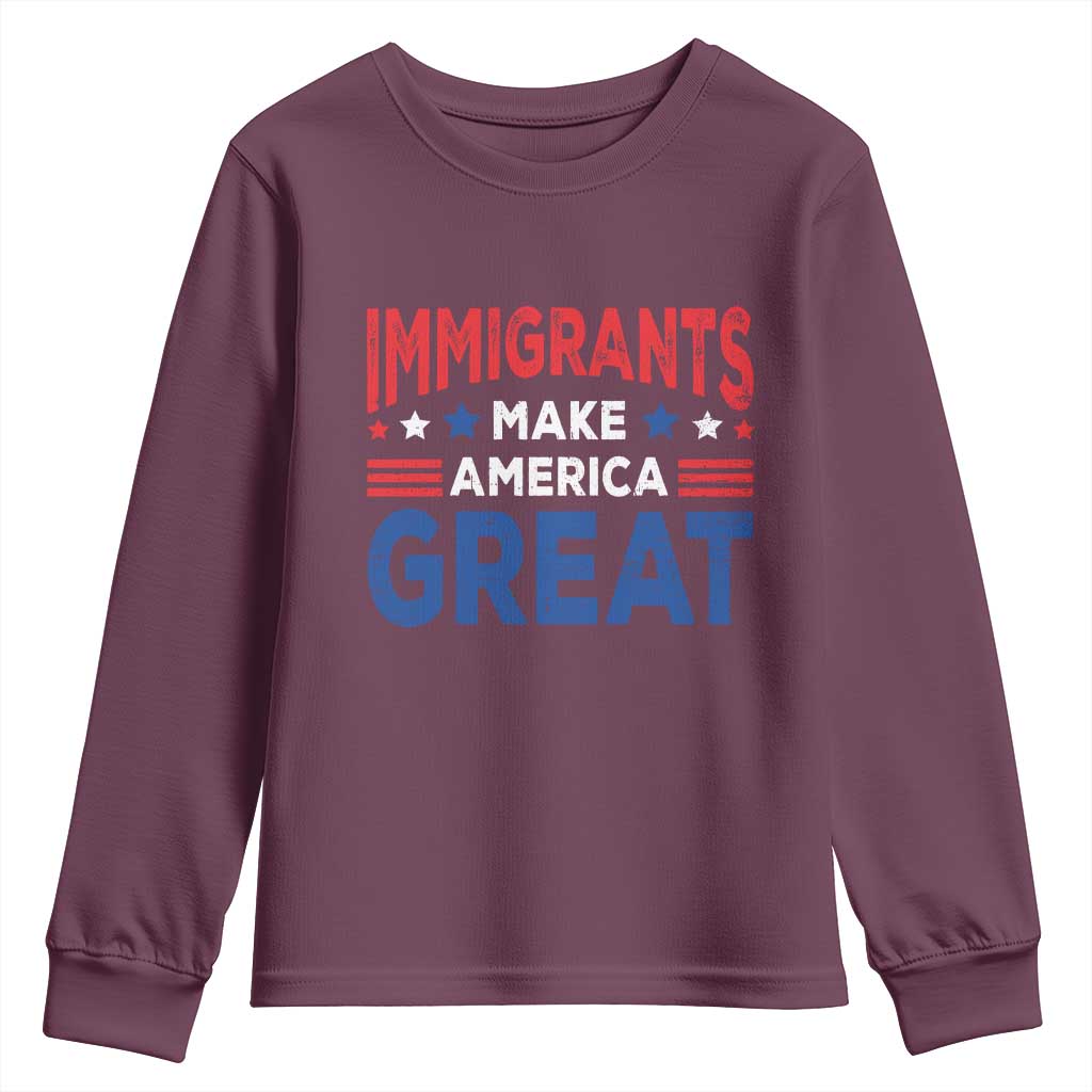 Funny Immigrants Make America Great Youth Sweatshirt Stars Stripes - Wonder Print Shop