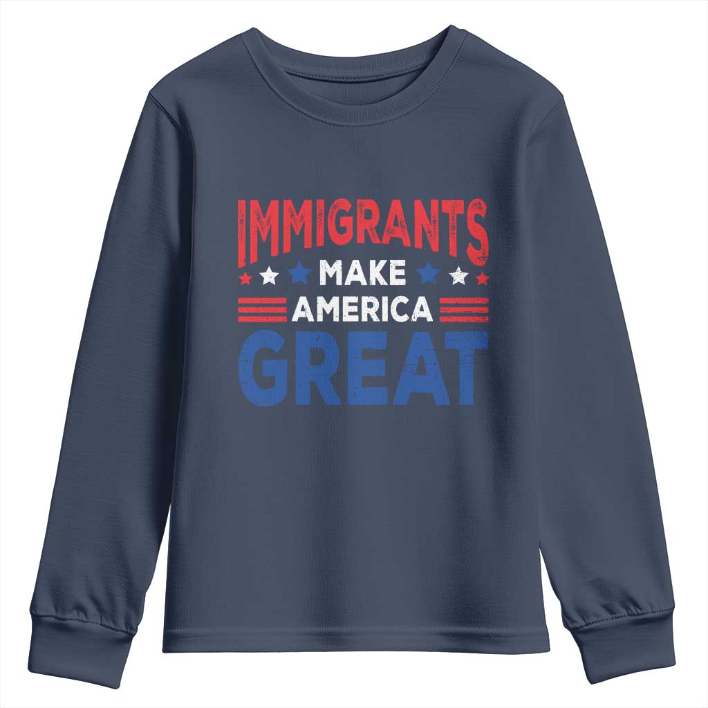 Funny Immigrants Make America Great Youth Sweatshirt Stars Stripes - Wonder Print Shop