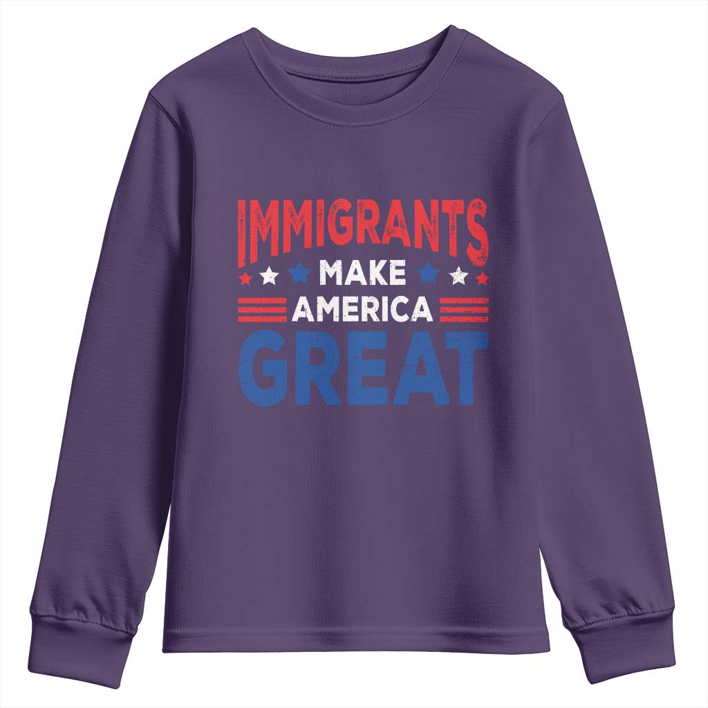 Funny Immigrants Make America Great Youth Sweatshirt Stars Stripes - Wonder Print Shop