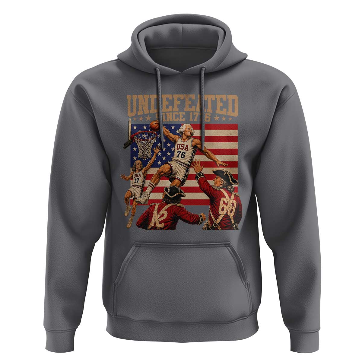 4th of July Basketball Undefeated Since 1776 Hoodie Funny Founding Fathers