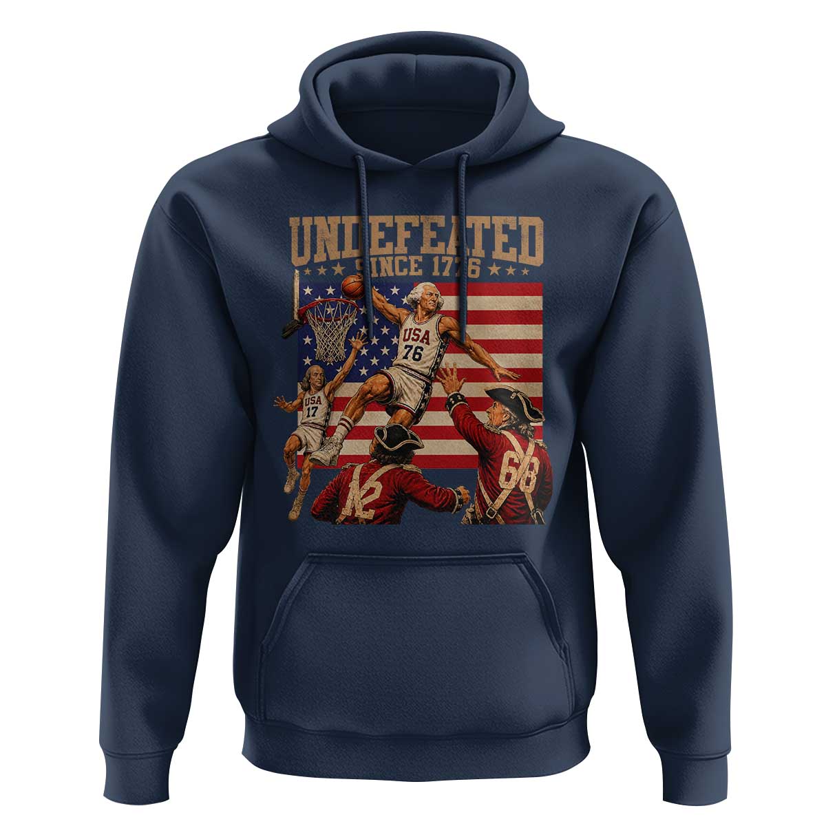 4th of July Basketball Undefeated Since 1776 Hoodie Funny Founding Fathers