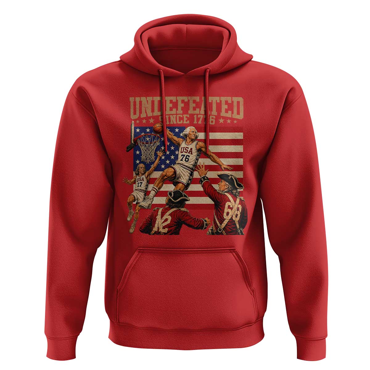 4th of July Basketball Undefeated Since 1776 Hoodie Funny Founding Fathers