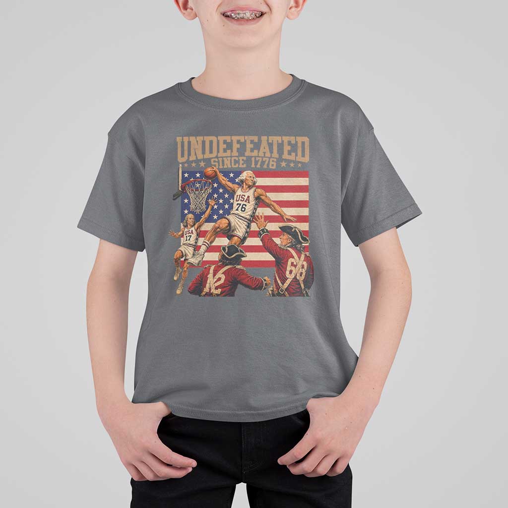 4th of July Basketball Undefeated Since 1776 T Shirt For Kid Funny Founding Fathers