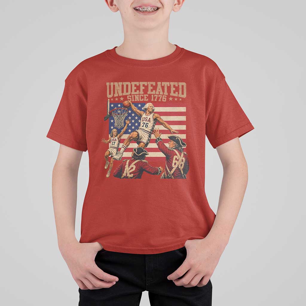 4th of July Basketball Undefeated Since 1776 T Shirt For Kid Funny Founding Fathers