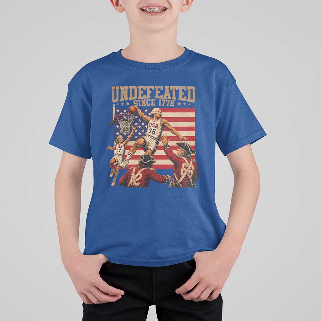 4th of July Basketball Undefeated Since 1776 T Shirt For Kid Funny Founding Fathers