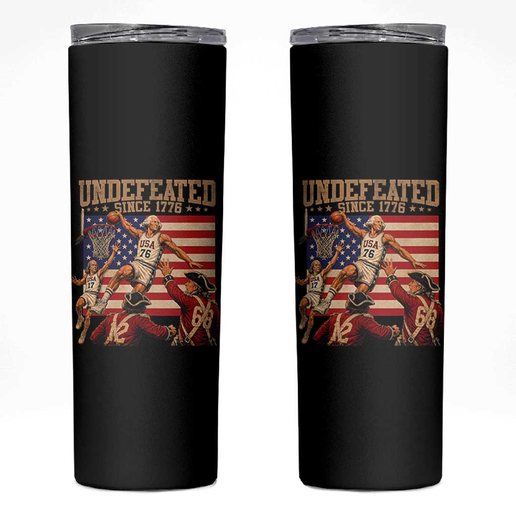 4th of July Basketball Undefeated Since 1776 Skinny Tumbler Funny Founding Fathers