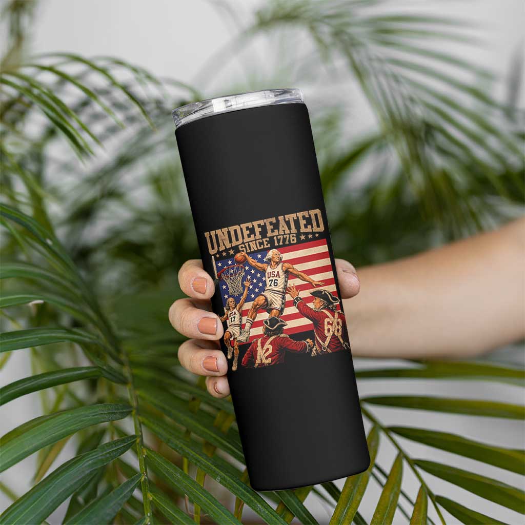 4th of July Basketball Undefeated Since 1776 Skinny Tumbler Funny Founding Fathers