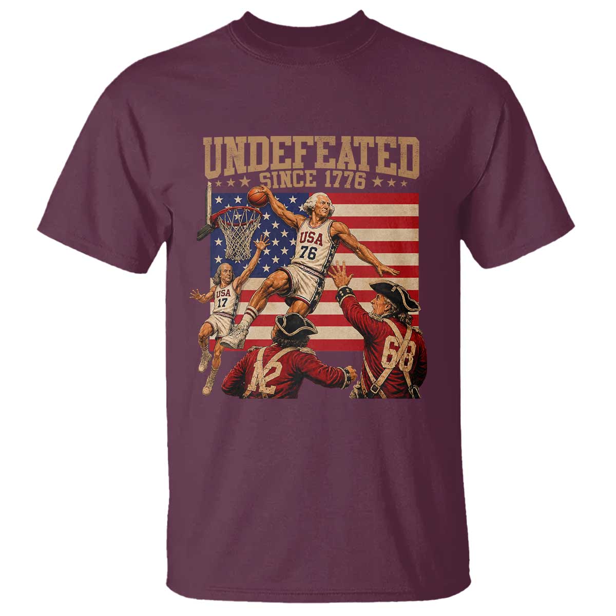 4th of July Basketball Undefeated Since 1776 T Shirt Funny Founding Fathers