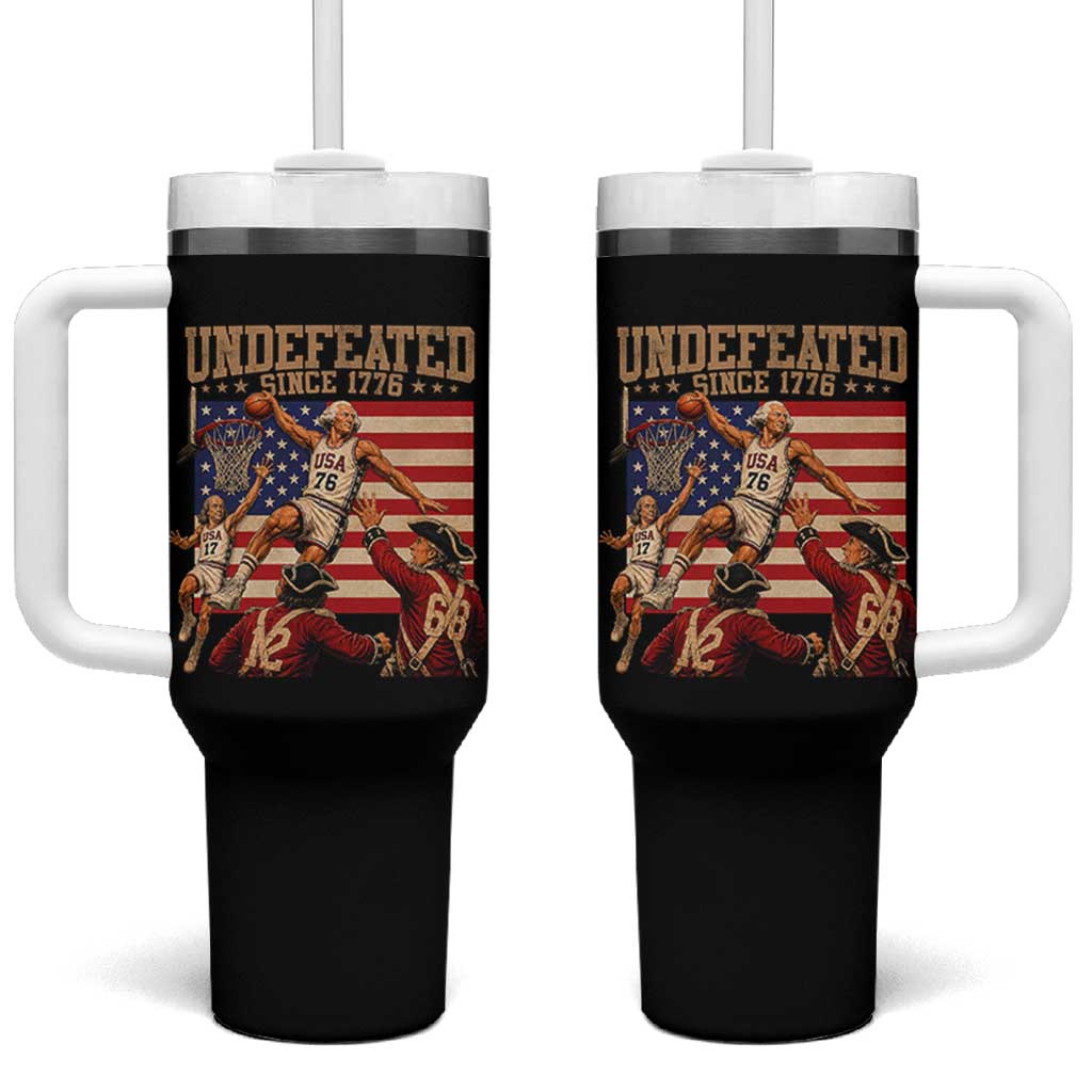 4th of July Basketball Undefeated Since 1776 Tumbler With Handle Funny Founding Fathers