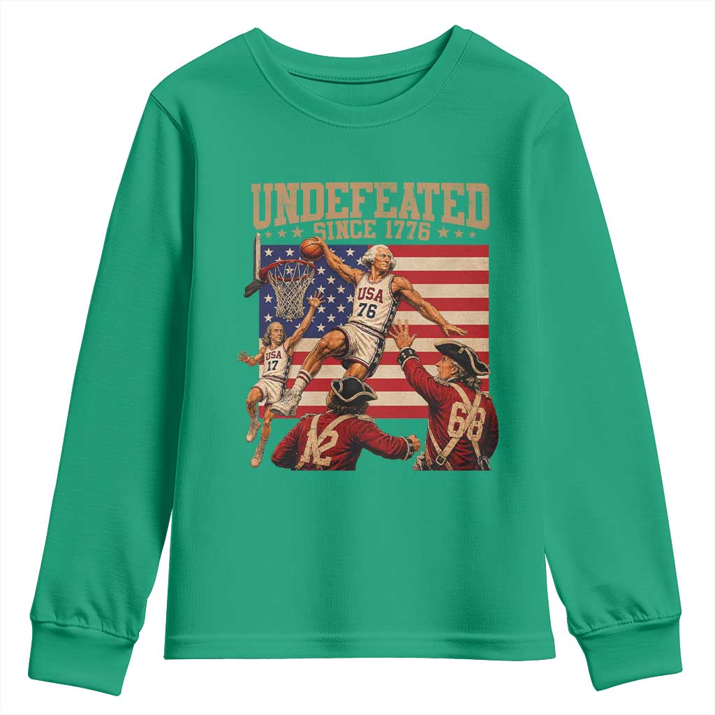 4th of July Basketball Undefeated Since 1776 Youth Sweatshirt Funny Founding Fathers