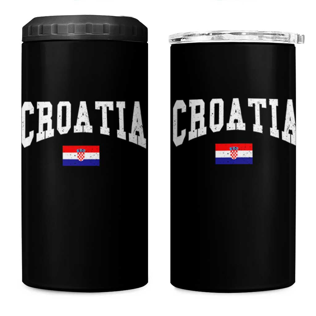 Croatia Hrvatska Flag Zagreb Croatian Jersey Retro 4 in 1 Can Cooler Tumbler