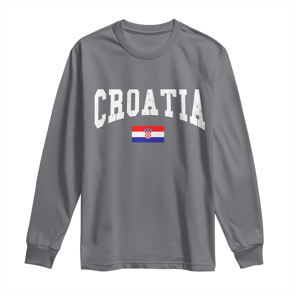 Croatia Hrvatska Flag Zagreb Croatian Jersey Retro Long Sleeve Shirt