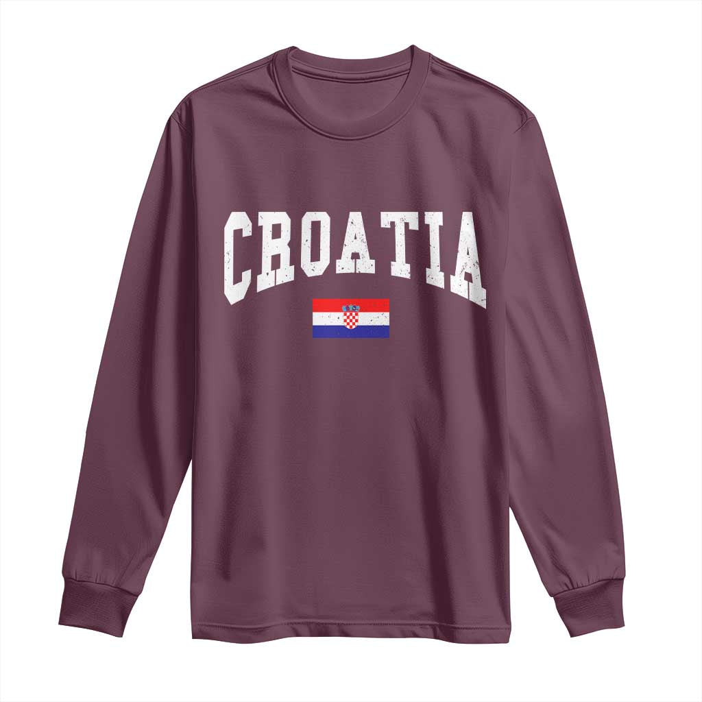 Croatia Hrvatska Flag Zagreb Croatian Jersey Retro Long Sleeve Shirt