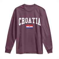 Croatia Hrvatska Flag Zagreb Croatian Jersey Retro Long Sleeve Shirt