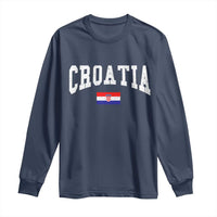 Croatia Hrvatska Flag Zagreb Croatian Jersey Retro Long Sleeve Shirt