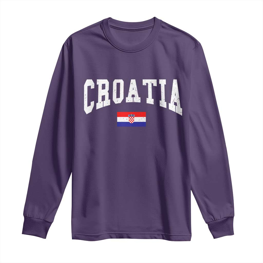 Croatia Hrvatska Flag Zagreb Croatian Jersey Retro Long Sleeve Shirt