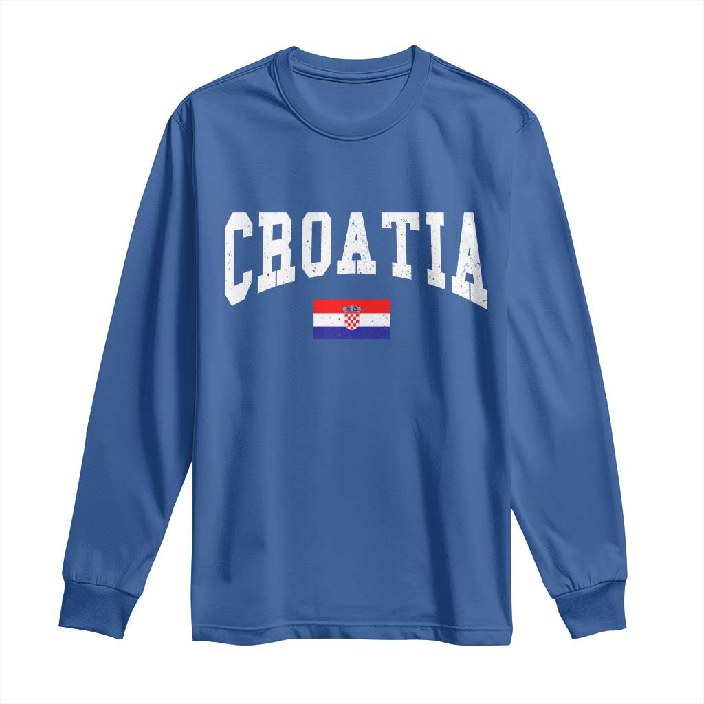 Croatia Hrvatska Flag Zagreb Croatian Jersey Retro Long Sleeve Shirt