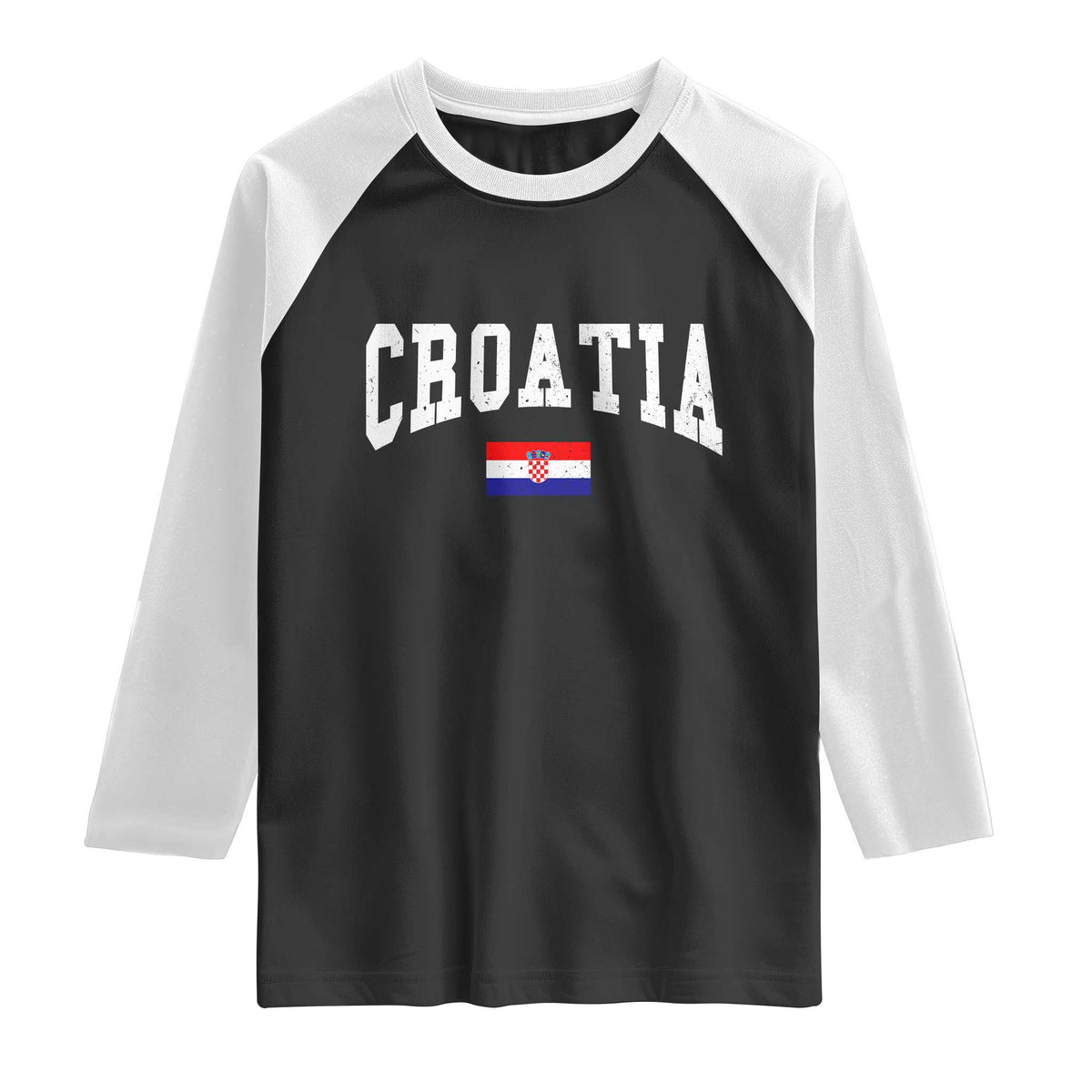 Croatia Hrvatska Flag Zagreb Croatian Jersey Retro Raglan Shirt