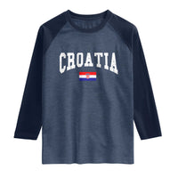 Croatia Hrvatska Flag Zagreb Croatian Jersey Retro Raglan Shirt