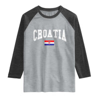 Croatia Hrvatska Flag Zagreb Croatian Jersey Retro Raglan Shirt
