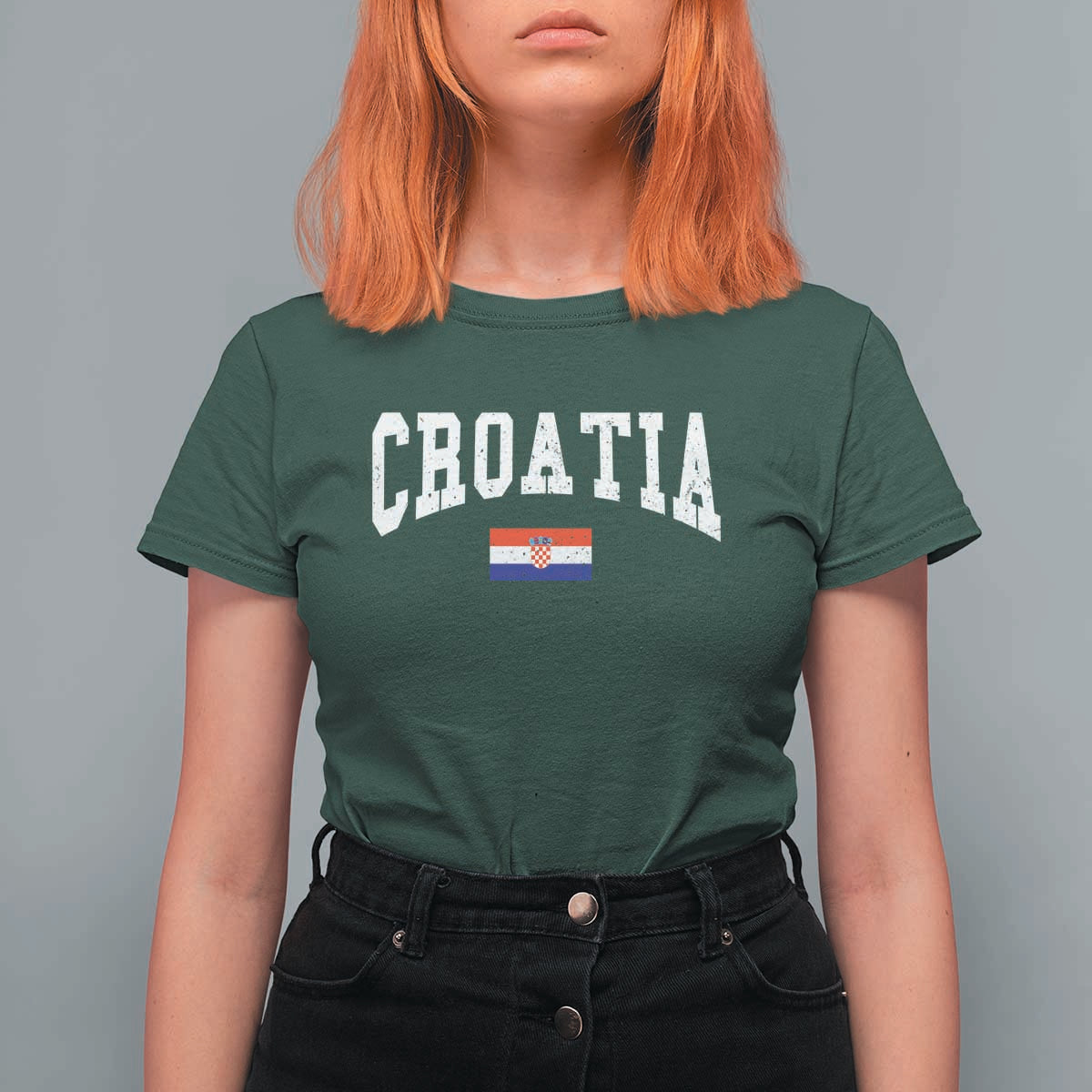 Croatia Hrvatska Flag Zagreb Croatian Jersey Retro T Shirt For Women