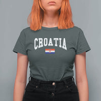 Croatia Hrvatska Flag Zagreb Croatian Jersey Retro T Shirt For Women