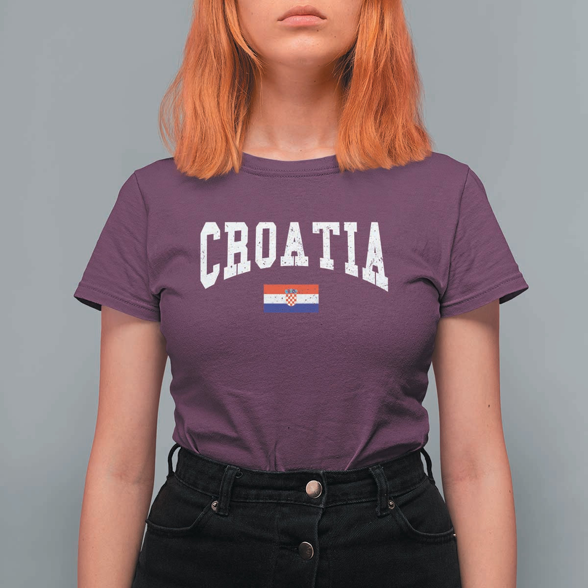 Croatia Hrvatska Flag Zagreb Croatian Jersey Retro T Shirt For Women