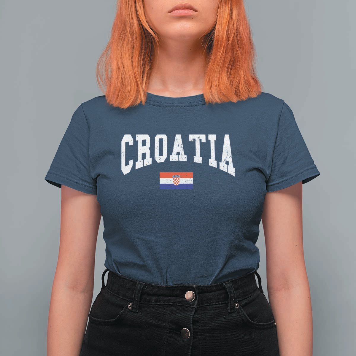 Croatia Hrvatska Flag Zagreb Croatian Jersey Retro T Shirt For Women