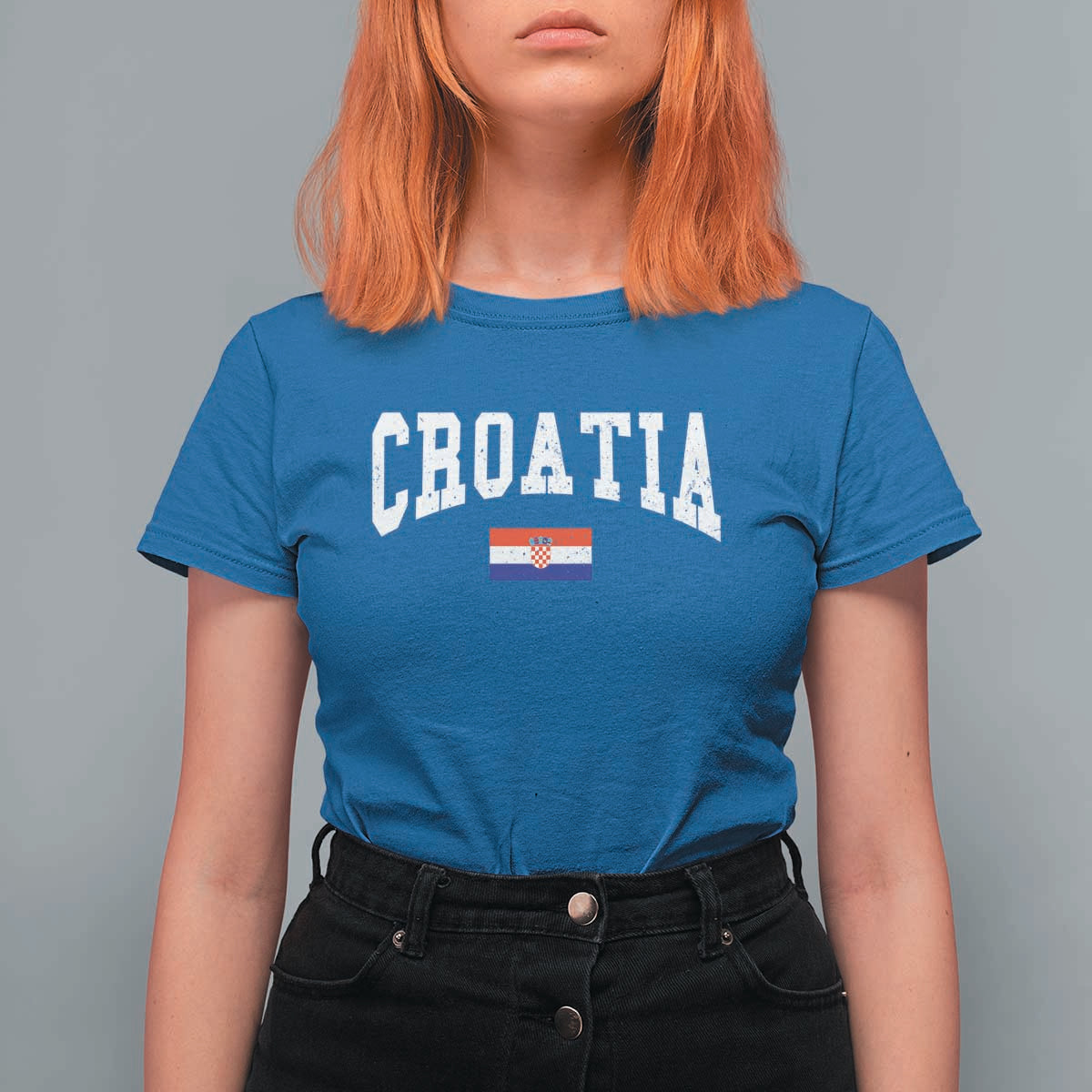 Croatia Hrvatska Flag Zagreb Croatian Jersey Retro T Shirt For Women