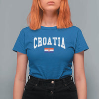 Croatia Hrvatska Flag Zagreb Croatian Jersey Retro T Shirt For Women
