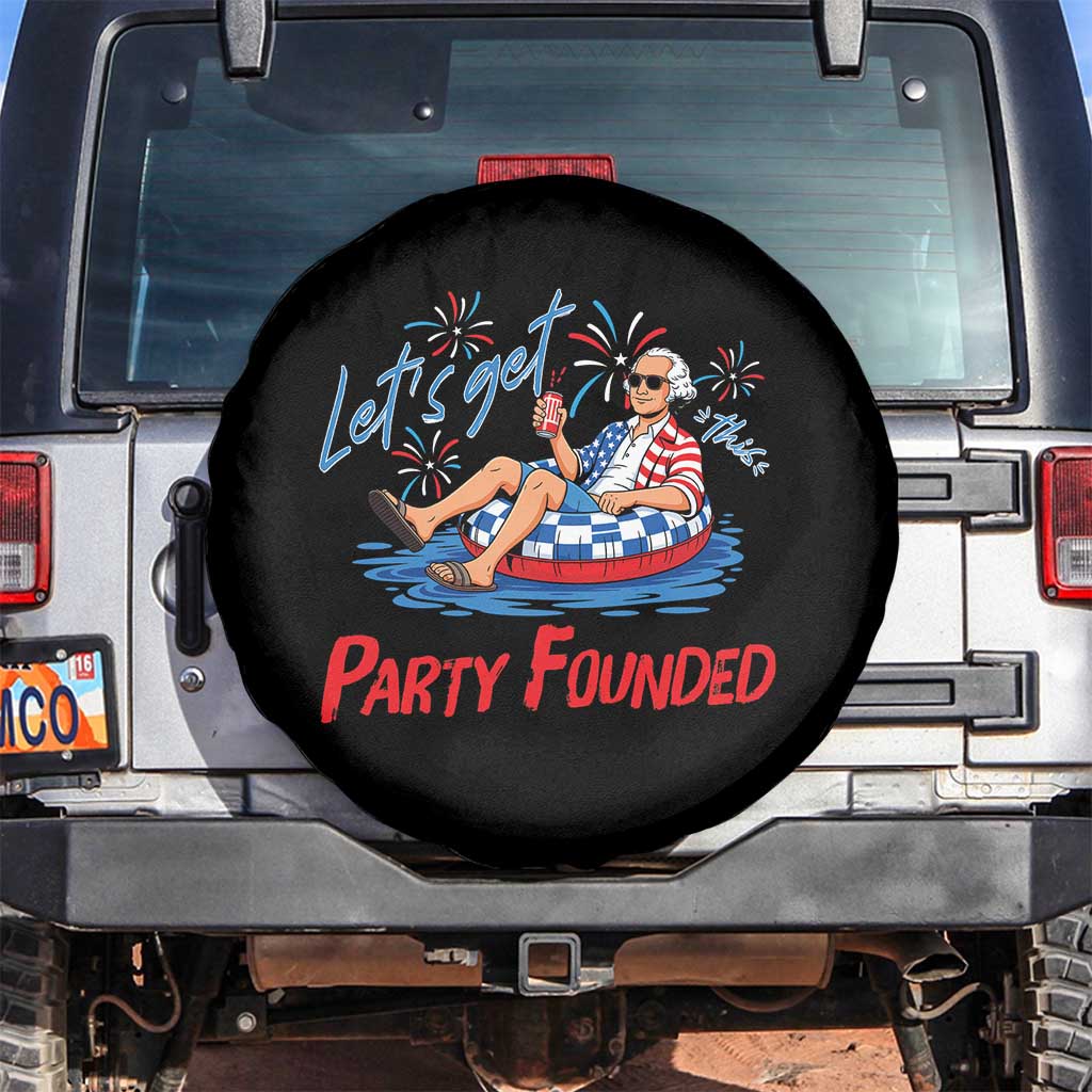 George Washington 4th of July Pool Party Spare Tire Cover Let's Get This Party Founded