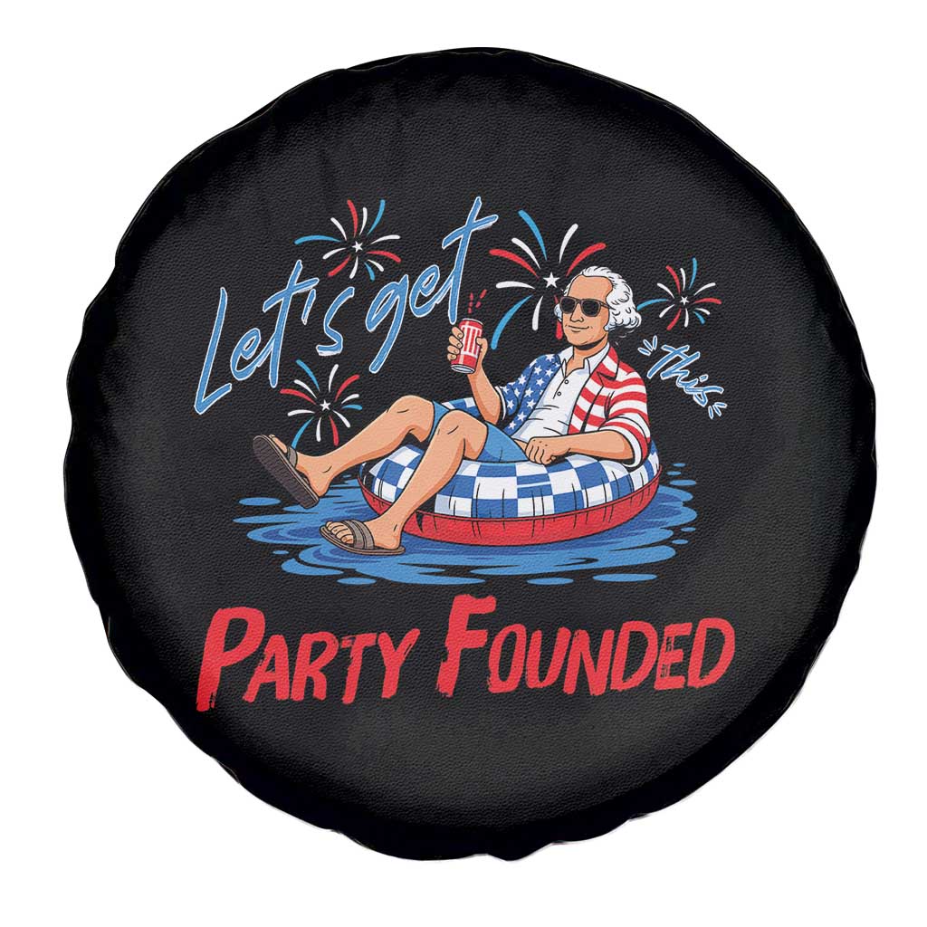 George Washington 4th of July Pool Party Spare Tire Cover Let's Get This Party Founded
