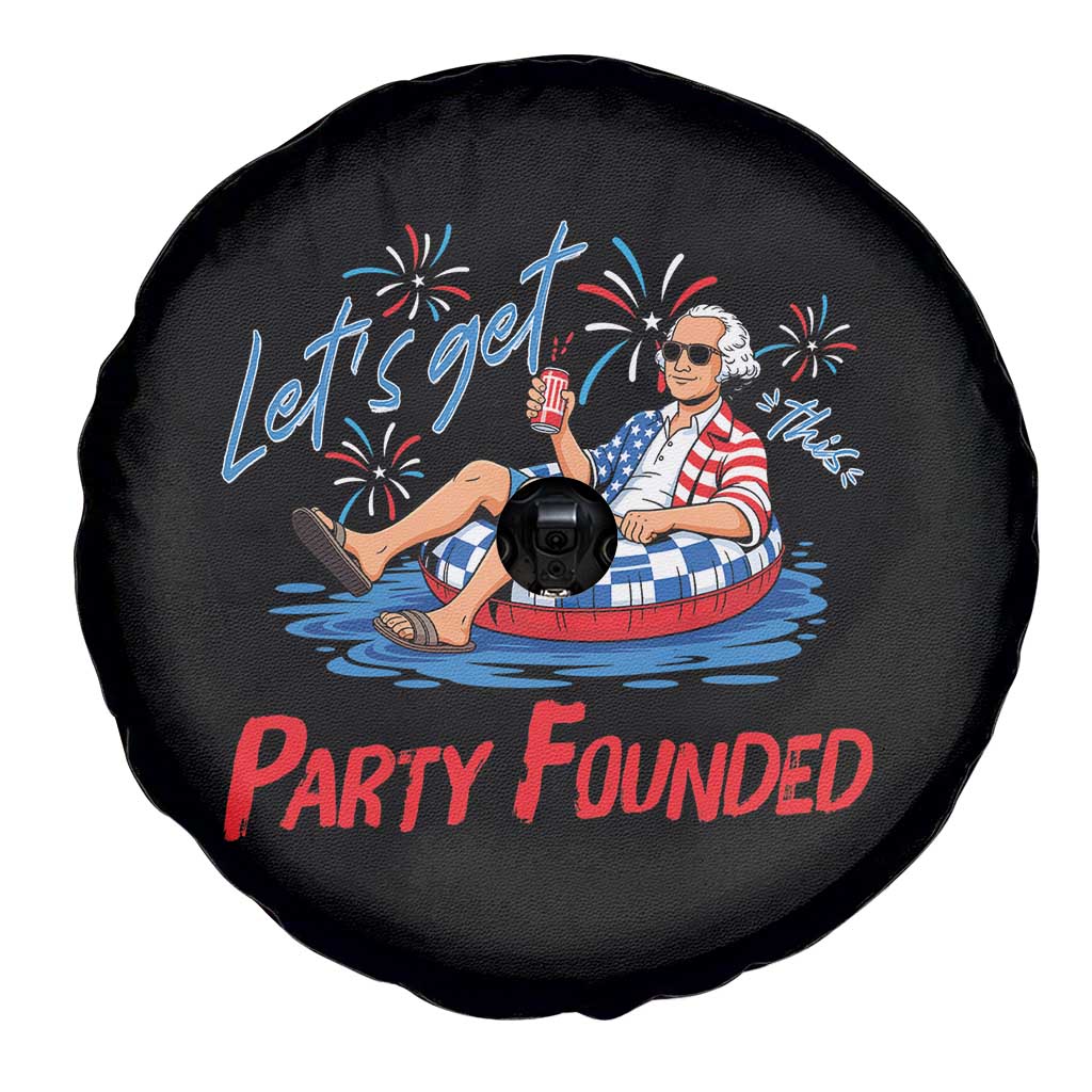 George Washington 4th of July Pool Party Spare Tire Cover Let's Get This Party Founded