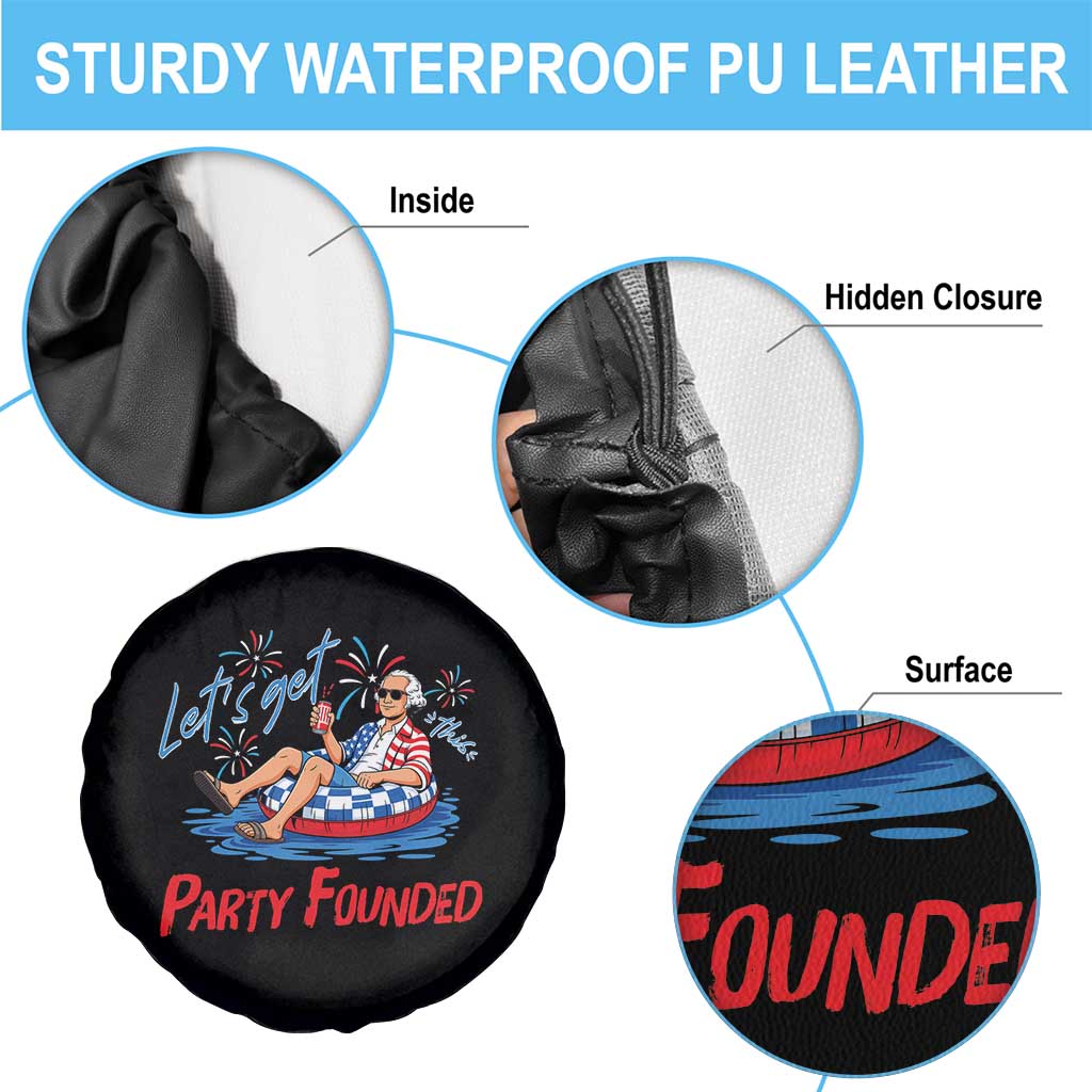 George Washington 4th of July Pool Party Spare Tire Cover Let's Get This Party Founded