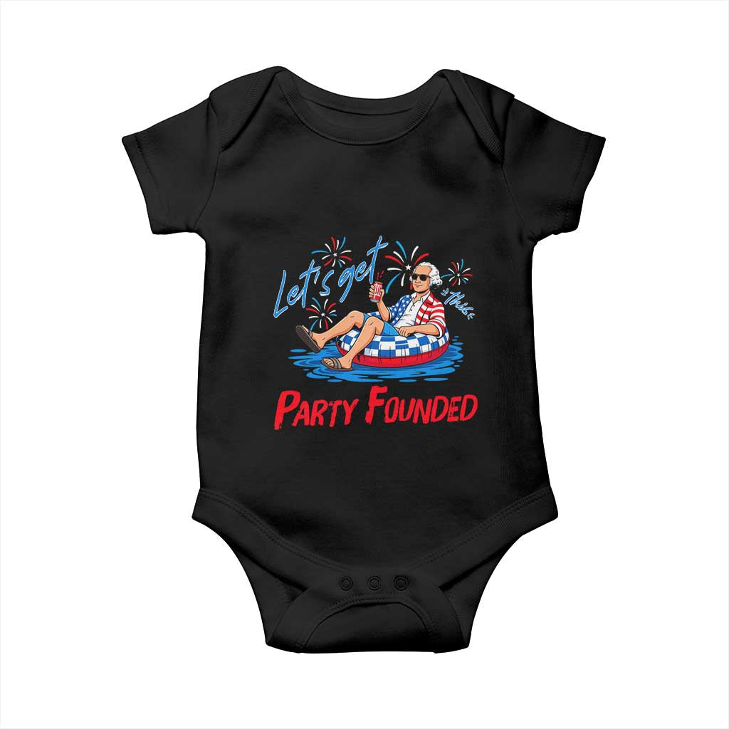 George Washington 4th of July Pool Party Baby Onesie Let's Get This Party Founded