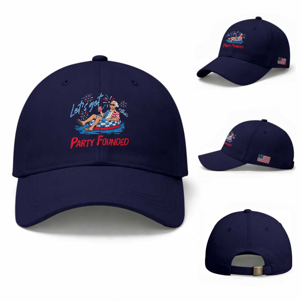 George Washington 4th of July Pool Party Baseball Cap Let's Get This Party Founded