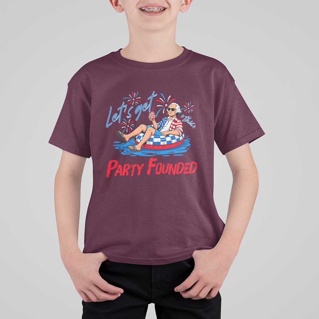 George Washington 4th of July Pool Party T Shirt For Kid Let's Get This Party Founded